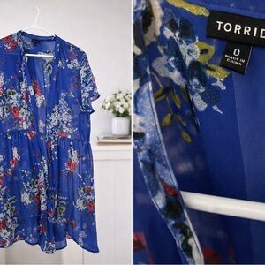 Torrid Vibrant Blue Floral Blouse